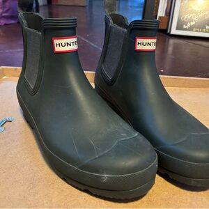 Hunter Green Rubber Chelsea Boots